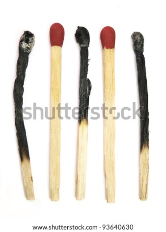Matches with burnt matches