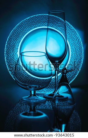 Wineglasses and a glass plate