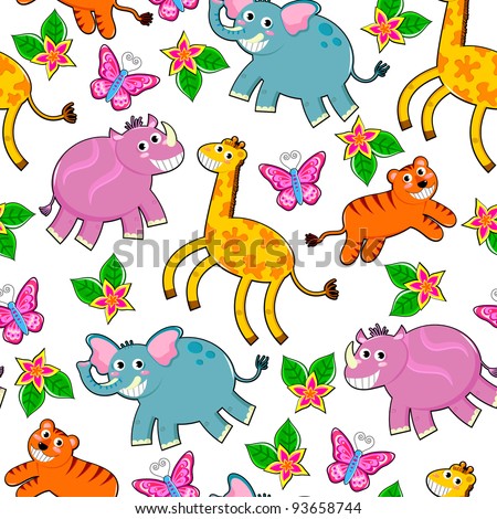 seamless pattern of cartoon animals