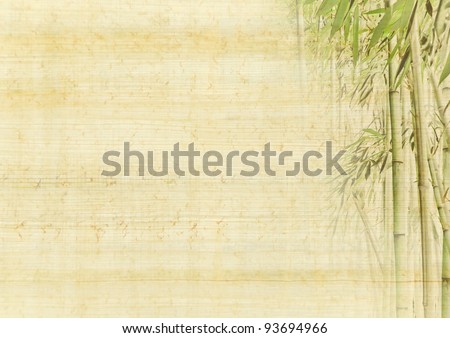 Chinese ancient background with bamboo. Japanese manuscript - grunge antique paper texture.