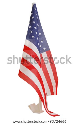 A usa flag of door car on white