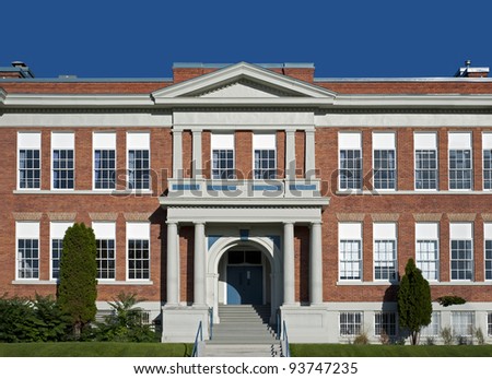 School building - North America historic brick school architecture Royalty-Free Stock Photo #93747235