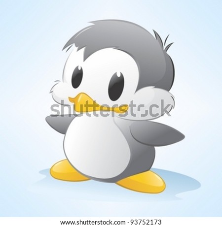 Vector illustration of a cute cartoon penguin. Grouped and layered for easy editing