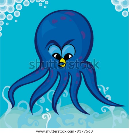 Vector illustration of one octopus