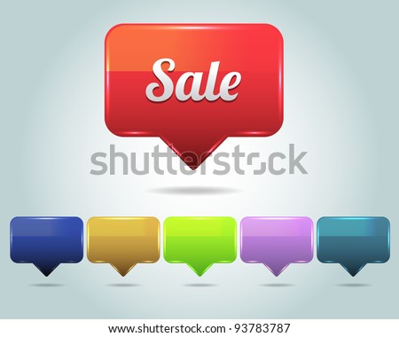 Vector Glossy Shopping sale icon and multicolored