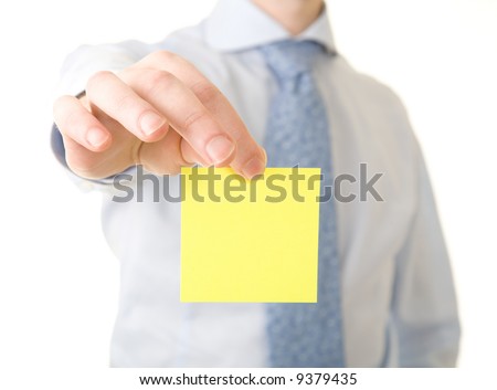 businessman show yellow reminder