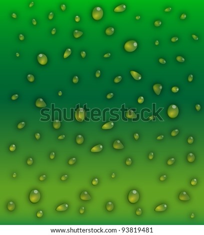 The colorful green background with the water drops.