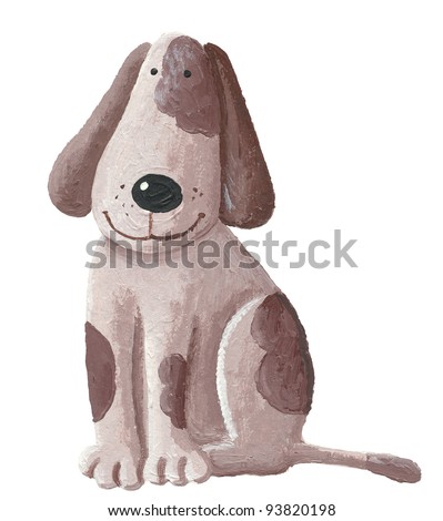 Acrylic illustration of cute brown dog