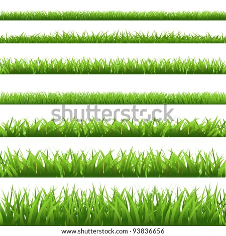 Green Grass Set, Isolated On White Background, Vector Illustration Royalty-Free Stock Photo #93836656