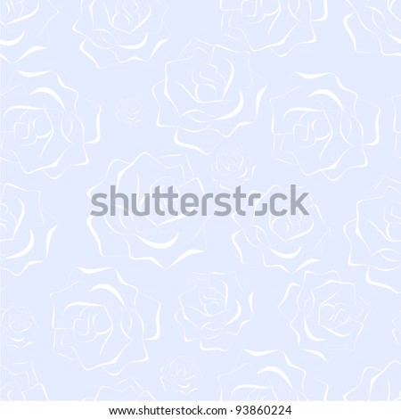 vector seamless floral background with roses in outline mode