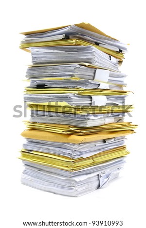  stack of papers isolated on white Royalty-Free Stock Photo #93910993