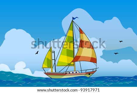 Sailing ship floating in the sea
