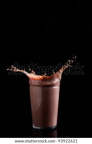Chocolate splash on black background
