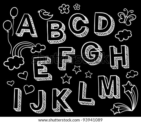 Vector set with hand written ABC letters