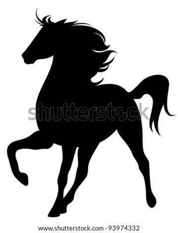 Purebred stallion fine vector silhouette - black horse outline against white