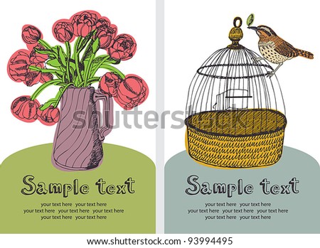 Flowers and birds card