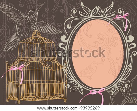 Valentine background with cage, illustration