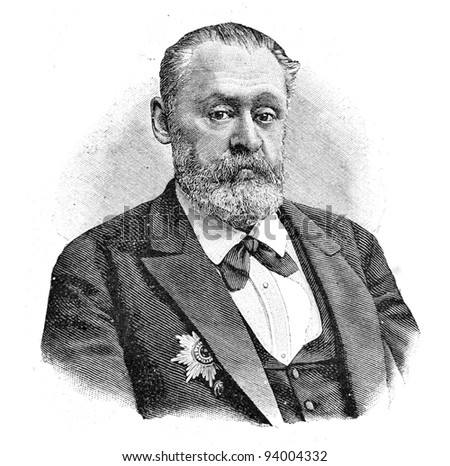 Academician A. Strauch. Engraving by Schyubler. Published in magazine "Niva", publishing house A.F. Marx, St. Petersburg, Russia, 1893