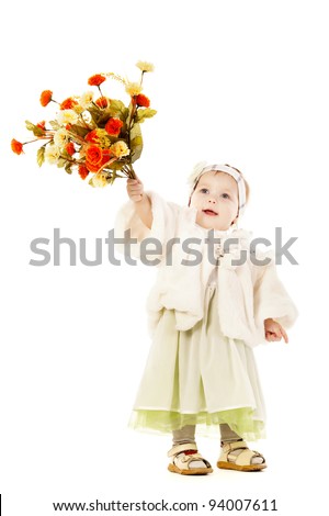 little girl with flowers