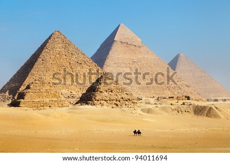 View of the Pyramids near Cairo city in Egypt Royalty-Free Stock Photo #94011694