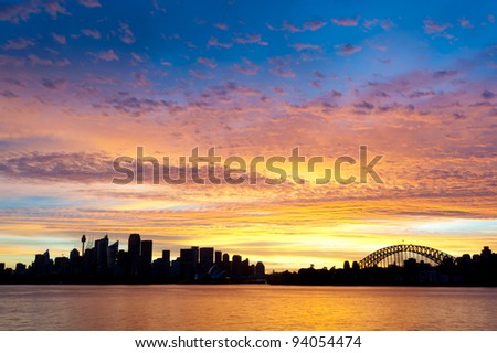 Silhouetted Sydney Australia Skyline