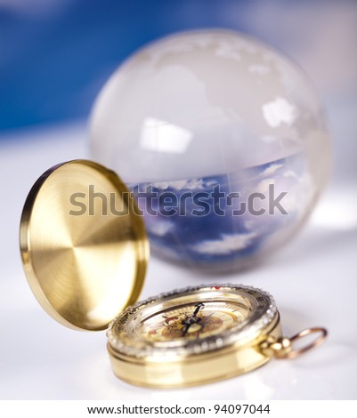Detail closeup compass and globe