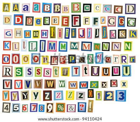 Colorful Alphabet Made Of Magazine Clippings And Royalty Free Stock Photo Avopix Com