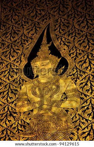 thai fine arts painting on the temple door