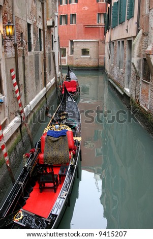 Gondolas in Venice canal