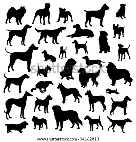 Set of dogs silhouette. Vector.