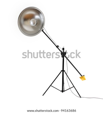 Studio flash with beauty dish on white background