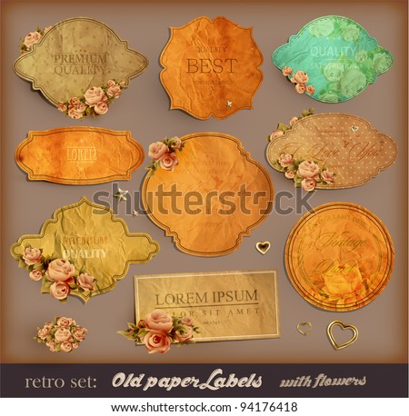 vector set: vintage labels with flowers