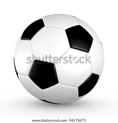 Soccer ball with black and white truncated icosahedron pattern