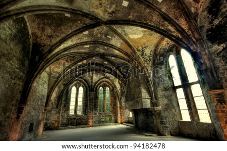 HDR image from ruins of the abbey of beauport in france Royalty-Free Stock Photo #94182478