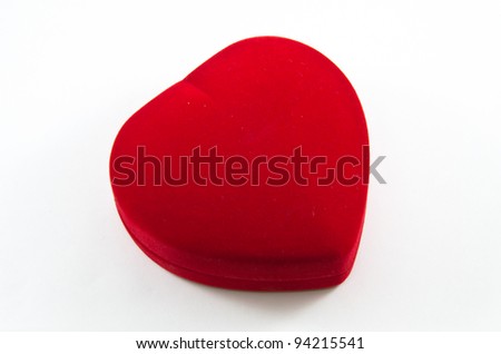 Red Velvet Silk Box using for Engagement for Love in Valentine with rose on white background,isolated