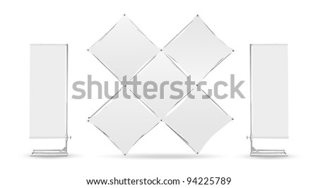 Trade exhibition stand and banner display. isolated on white background