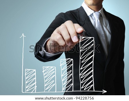 Male hand drawing a graph Royalty-Free Stock Photo #94228756