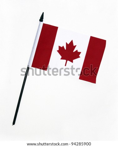 Flag of Canada with flag pole over white background