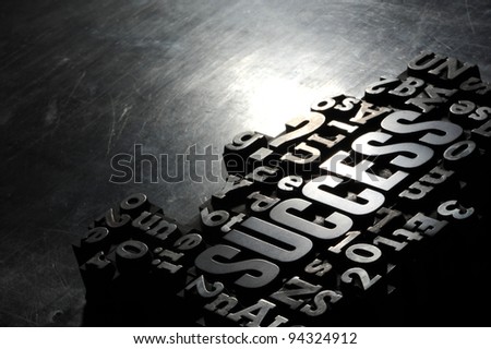 Old Metallic Letters:Success concept related words