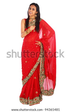 Young Indian woman in traditional clothing with a frustrated expression.
