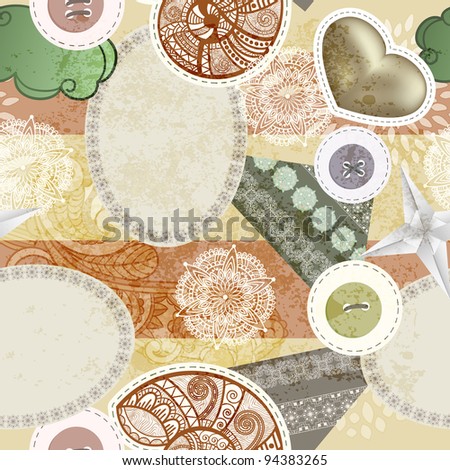 vector seamless vintage scrap template design, clipping masks, elements can be used separately