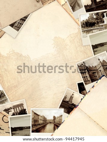 Grunge background with old book and photos