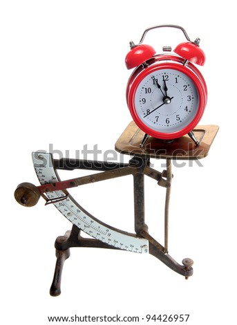 red alarm bell on old letter scales