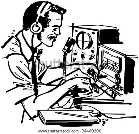Ham Radio Operator - Retro Clipart Illustration