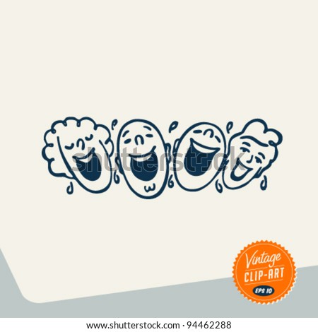 Vintage Clip Art - People laughing out loud - Vector EPS10.