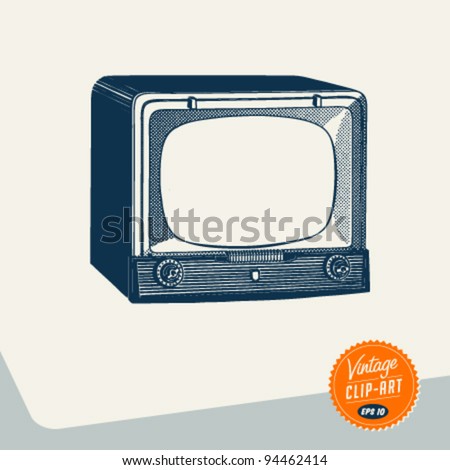 Vintage Clip Art - Television - Vector EPS10.