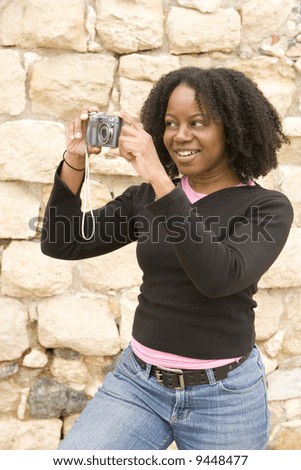 Woman talking pictures