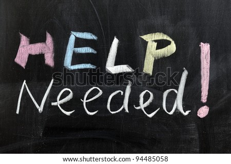 Conceptional chalk drawing - Help needed Royalty-Free Stock Photo #94485058