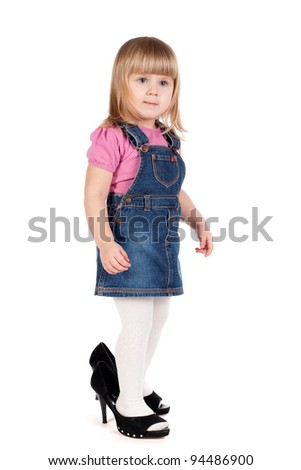 little girl with big shoes