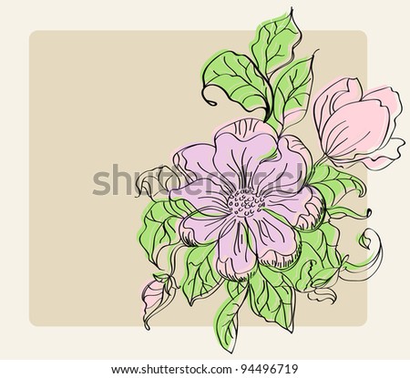 Beautiful background with colorful flowers, illustration